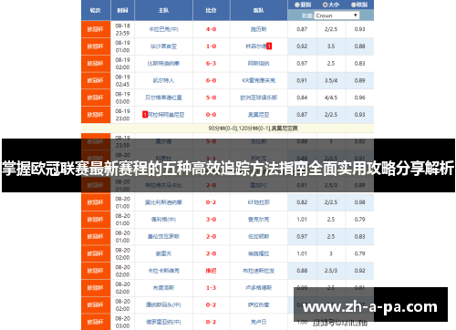 掌握欧冠联赛最新赛程的五种高效追踪方法指南全面实用攻略分享解析